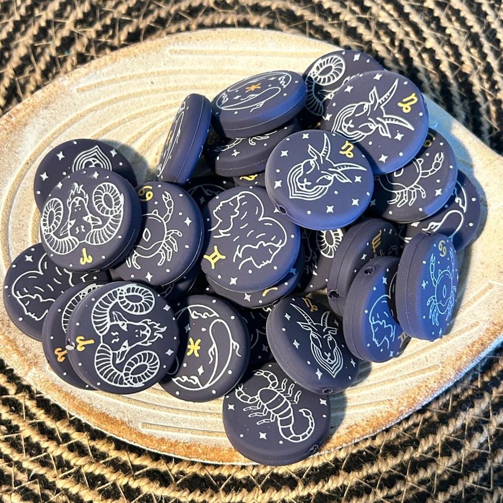 Zodiac Signs Silicone Focal Beads